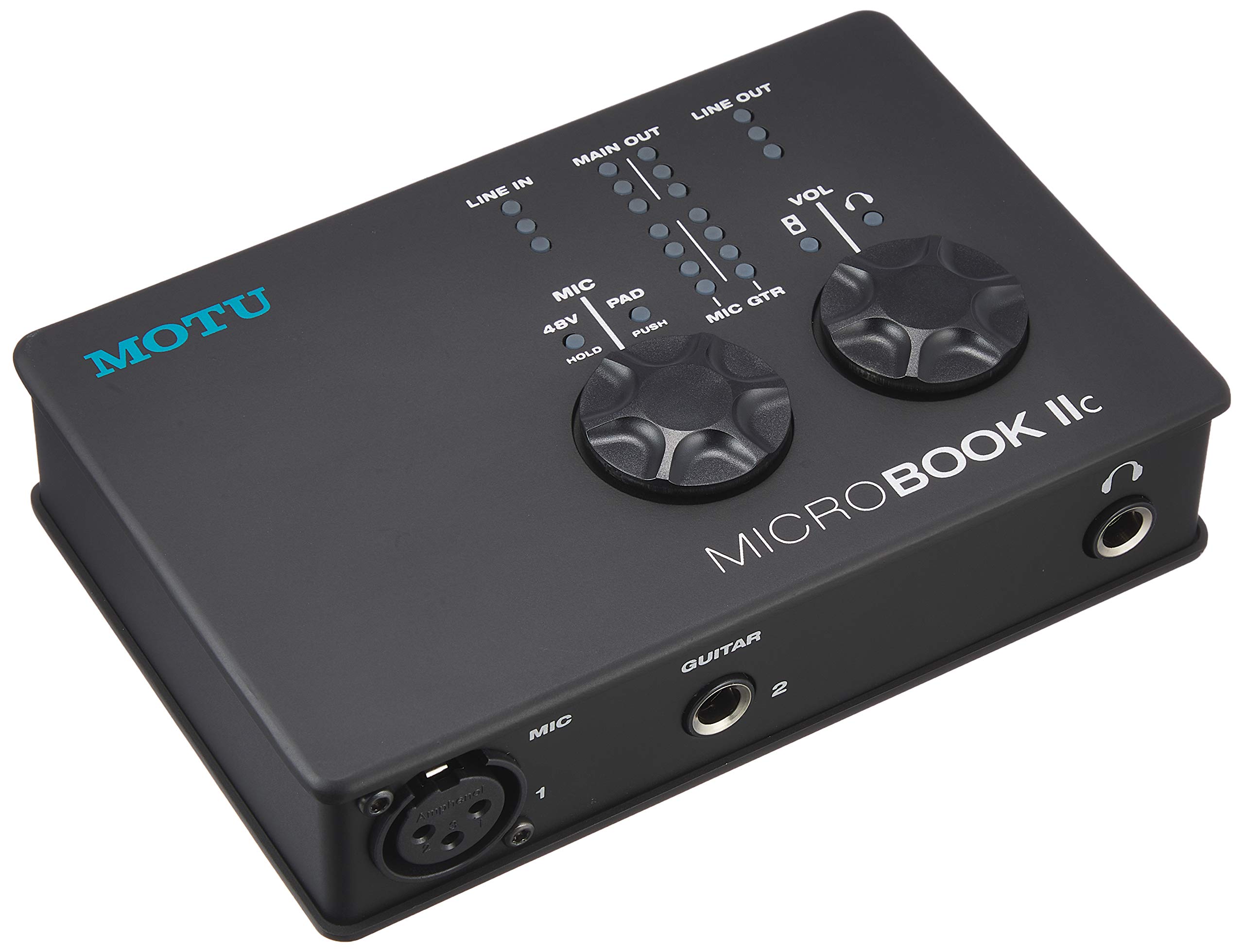 

MOTU MicroBook IIc, сумісний з iOS, аудіоінтерфейс USB, 4 входи, 6 виходів чорний