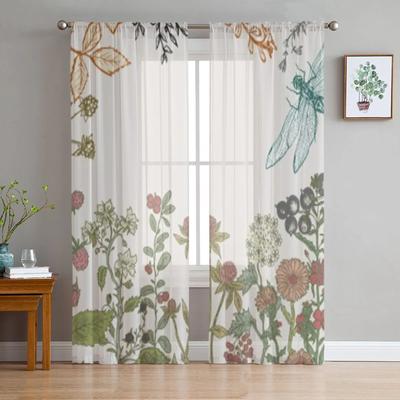 Rideaux en Tulle à herbes et fleurs sauvages, pour décoration de salon, Voile moderne en mousseline de soie, Voile transparent pour chambre à coucher