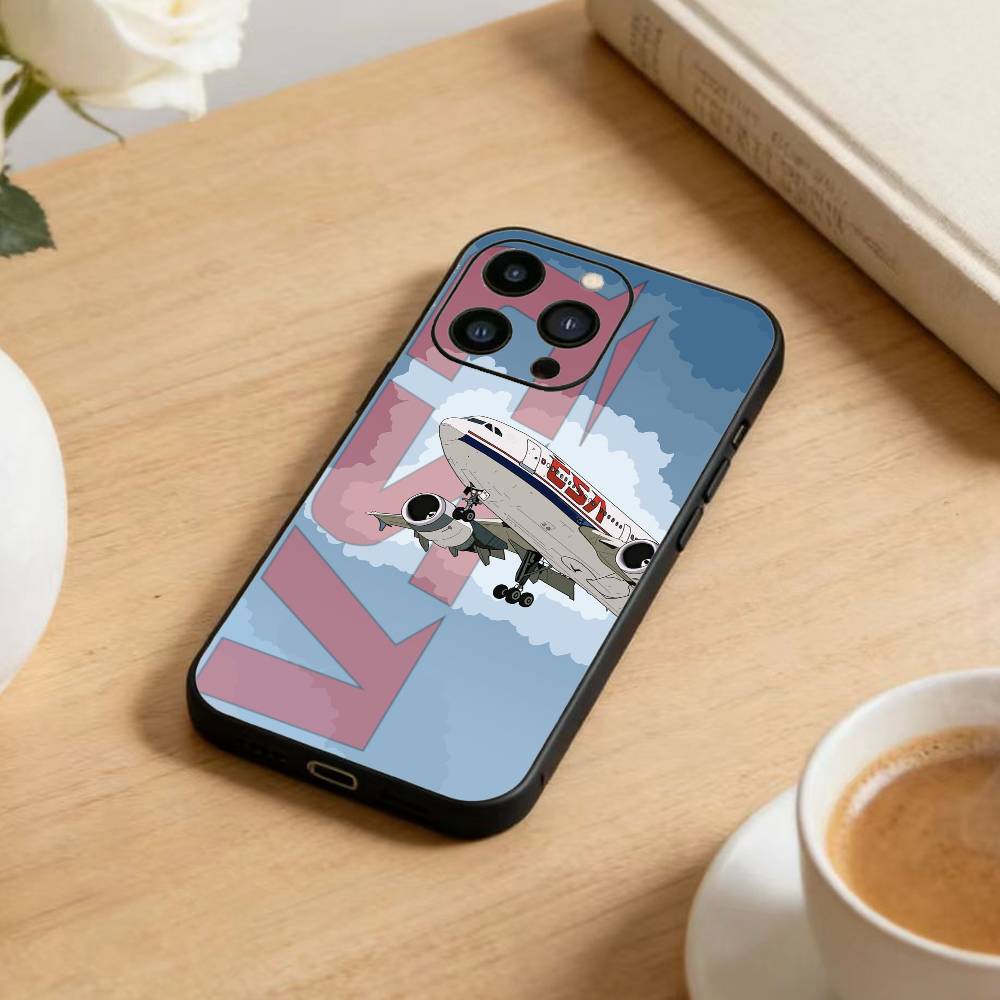 Graffiti Travel Airplane Pattern  Phone Case For iPhone 17 16 15 14 13 12 Max Plus Silicone Black Cover