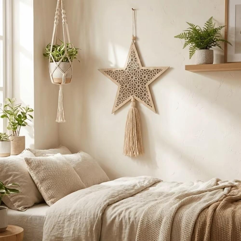 Traditional Ramadan Hanging Ornaments Hollowed-out Wooden Handicraft Pendant  Living Room