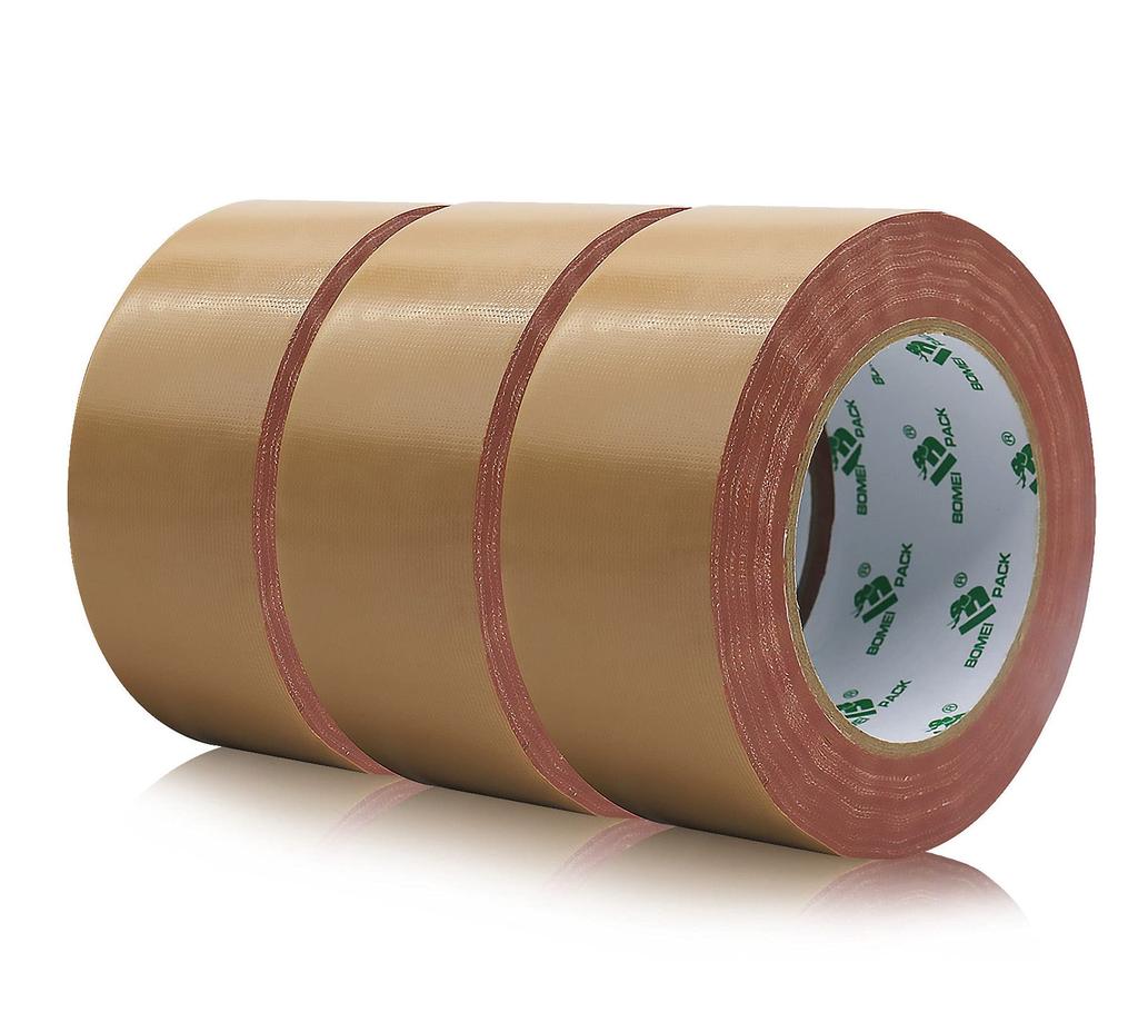 BOMEI PACK Packaging Tape, Cloth Tape, Brown, 50mm x 25m, Packaging Tape, 3 Rolls per Pack