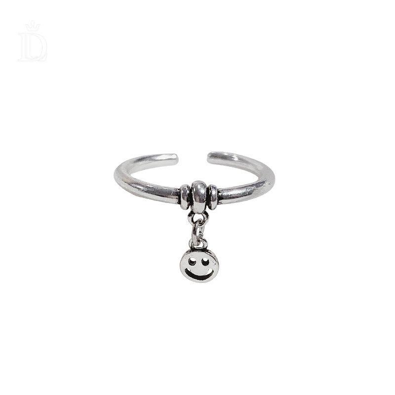 Beixi Sterling Silver Smiley Face Tassel Open Ring - Trendy Women s Fashion Ring Adjustable Open