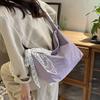 Mori Fold Drawstring Shoulder Strap Dumpling Bag Solid Color Simple Lazy Style Commuter Literary Korean Version Single Shoulder Messenger Bag Female
