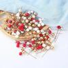 50PCS Creative Plastic Berry Artificial Flower RedCherry Pearlescent Stamen DIY Wedding Christmas Cake Box Wreaths Decoration