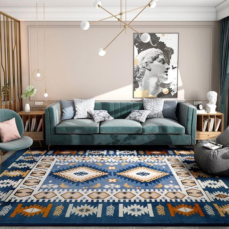 European Style Bedroom Bedside Carpet Living Room Large Area Ins Carpet Blue Coffee Table Mat