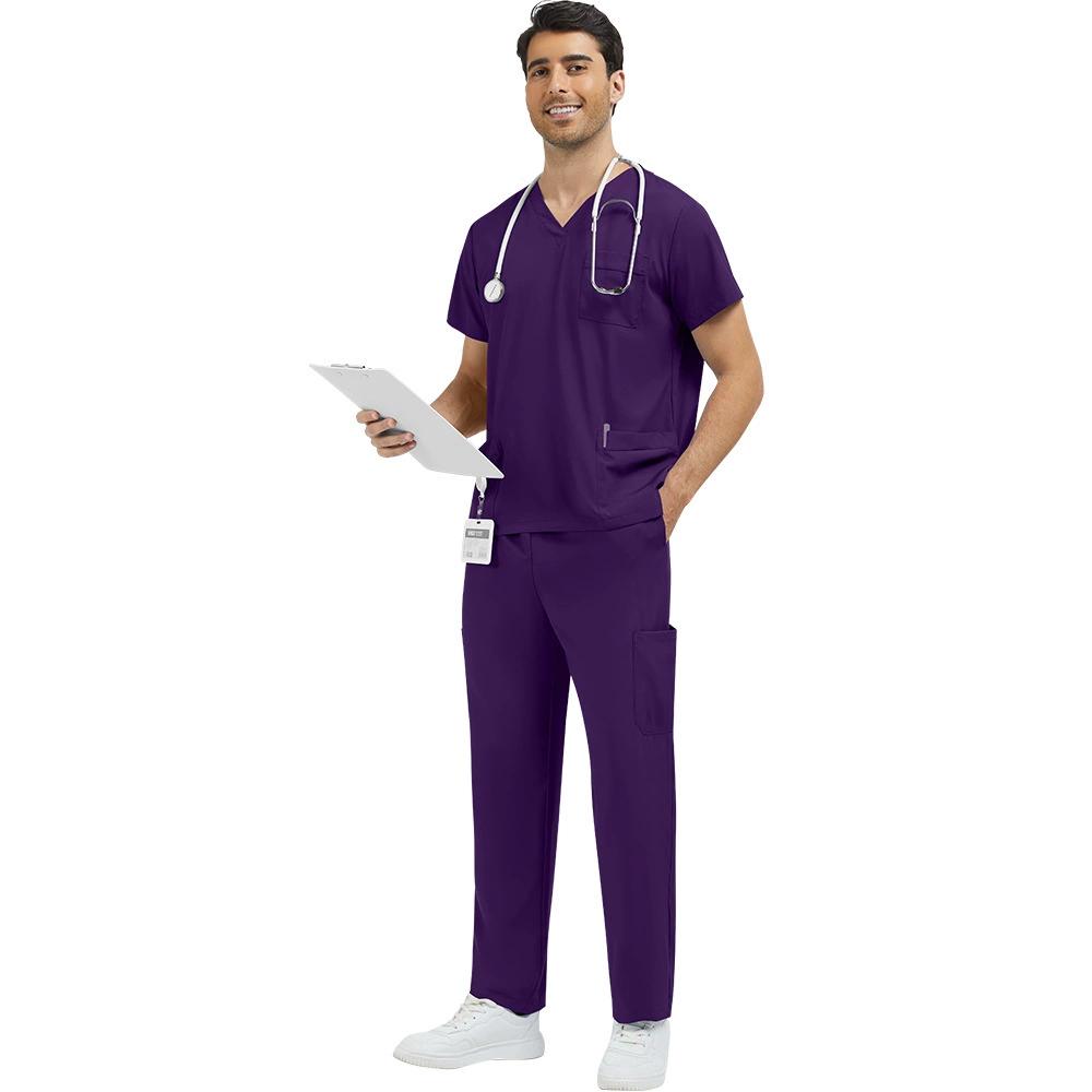 

Men Women Unisex Nurse Surgical Scrubs Suits Doctor Medical Hospital Uniform Top Jogger Pants Scrubs Nursing Veterinary Uniforms XS