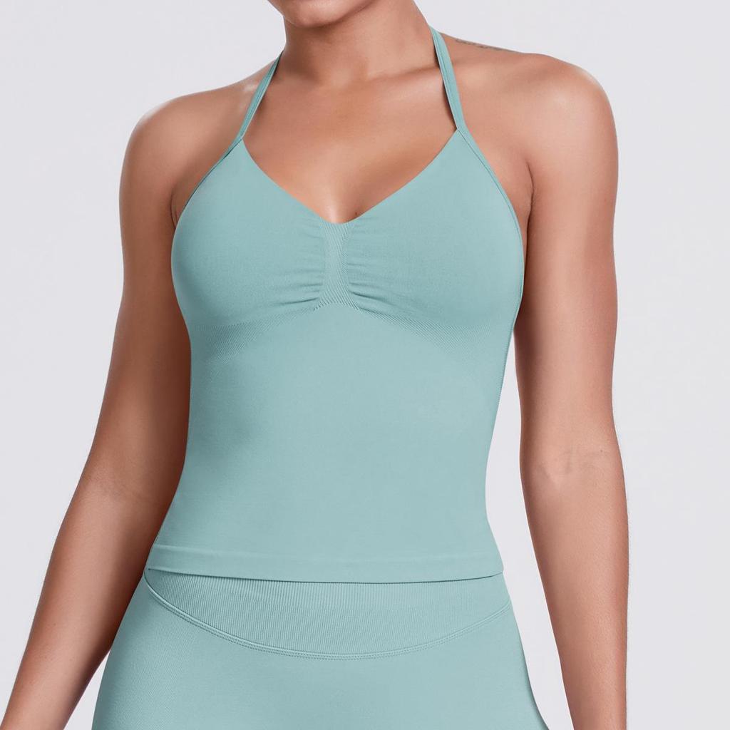 Seamless Solid Color Sexy Back Tank Top for Women - Yoga, Running, Fitness