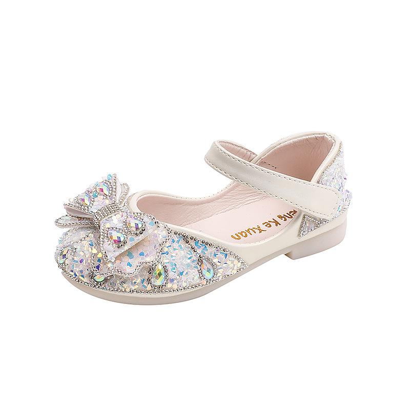 Neue Kinderlederschuhe Vielseitige Elegante Mädchen Prinzessin Schuhe Luxus Strass Kinder Causal Ballerinas Flach Atmungsaktiv
