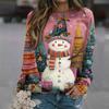 Women's Fashion Casual Long Sleeve Christmas Printed Neck Sweatshirt Top