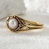 Vintage Inlaid Imitation Pearl Women's Ring Creativity Gold Color Hand Carving Daily Wear Party Jewelry Anniversary Gift