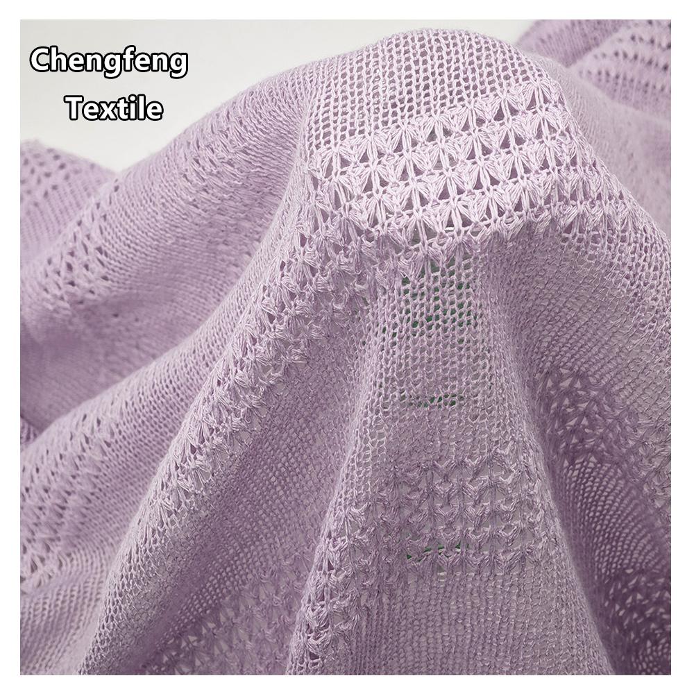 2395# 100% Polyester Knitted Fabric Women's Dress T-Shirt Undershirt Pet Clothes Coarse Needle Hollow Jacquard Pineapple Pattern