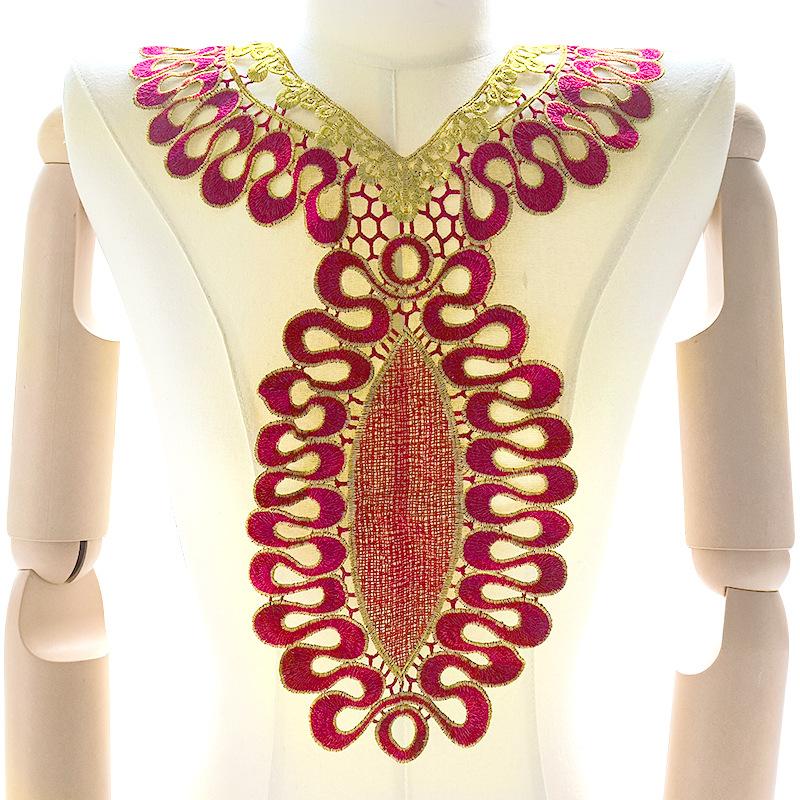 Color Heavy Industry Yarn-dyed Embroidered Collar, Gold Thread Embroidery, Large Fake Collar, Water-soluble Lace Collar, Hollow