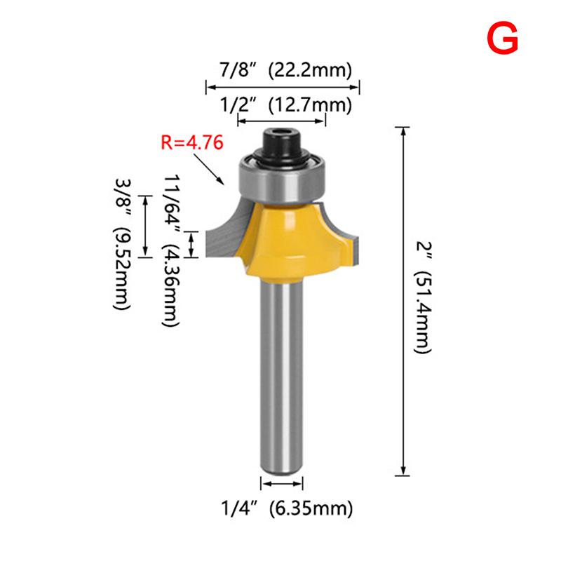6 mm / 1/4 Schaft Abrundfräser mit Lager