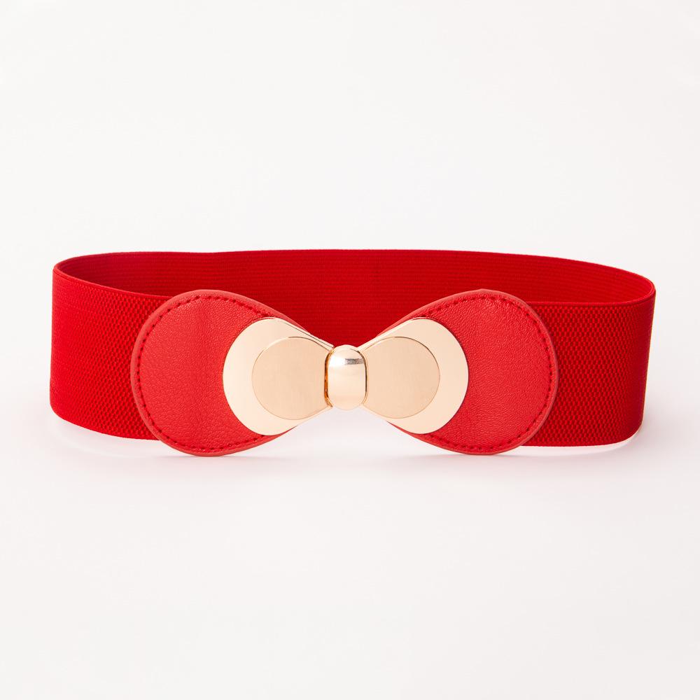Women's New Fashion Bow Double Buckle Elastic Waist Belt - Versatile 6CM Wide Waistband Accessory for Dresses