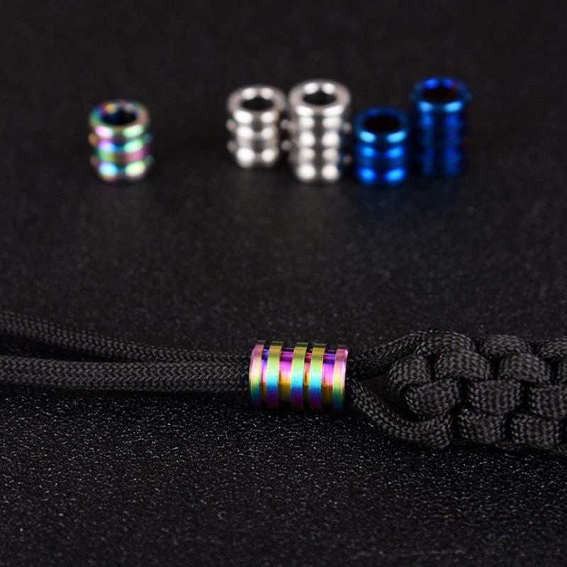 Colorful TC4 Titanium Alloy Cylindrical Pendant for EDC, Paracord, and Mobile Phone