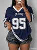 Fashion Casual Women's Los Angeles NO.95 Print Short Sleeve T-Shirt Summer Tee Baseball Jerseys Loose Women's Sport Tops Tee