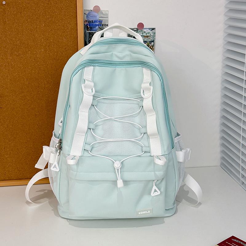 

Women s Schoolbag Solid Color Student Backpack Large Capacity Travel Bag зелений