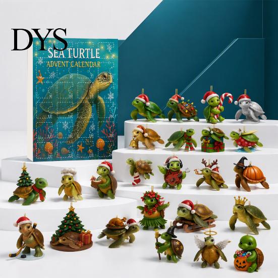 Kerst Adventskalender 2026, 24 Dagen Zee Schildpad/Big Foot/Schotse Hooglander/Hond Ornamenten Duitse Herder Decor Aftelkalender, Verzamelaar