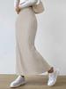 High-Waisted Side Slit Slimming Midi Knitted Skirt - European & American Style for Women