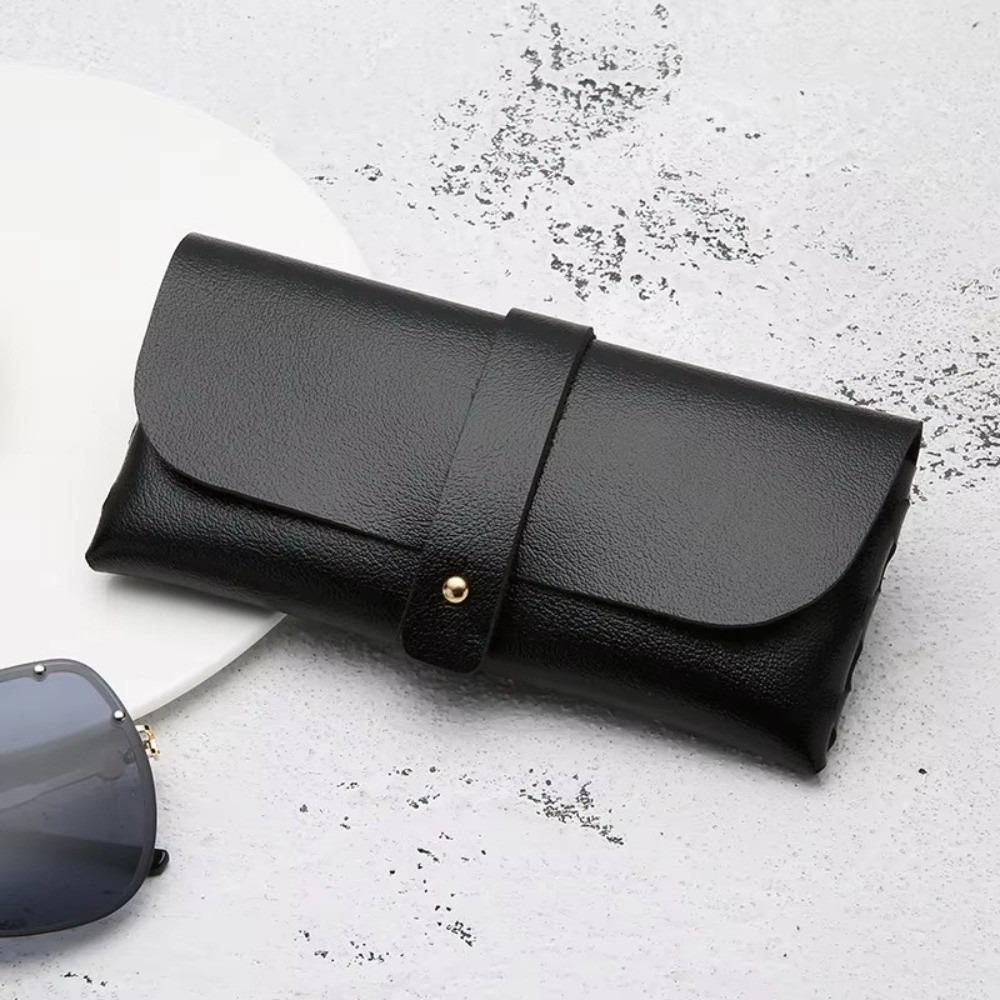 

Fashion Handmade Glasses Case Buckle Clamshell PU Leather Spectacle Case Lightweight Soft Cover Bag Frame Eyeglass Box Women Men чёрный