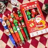 6PCS/Set Christmas Erasable Pens 0.5mm Blue Ink Gel Pen ST Tip Quick Drying Neutral Pen Cartoon Ballpoint Pen School Supplies