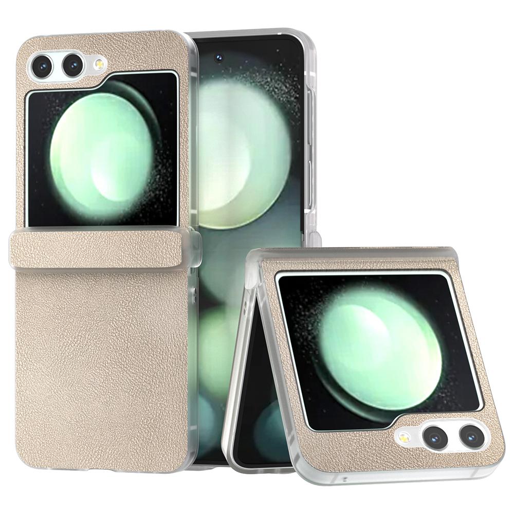 For Samsung Galaxy Z Flip5 5G Case Hinge Protection Leather+PC Anti-Slip Phone Cover