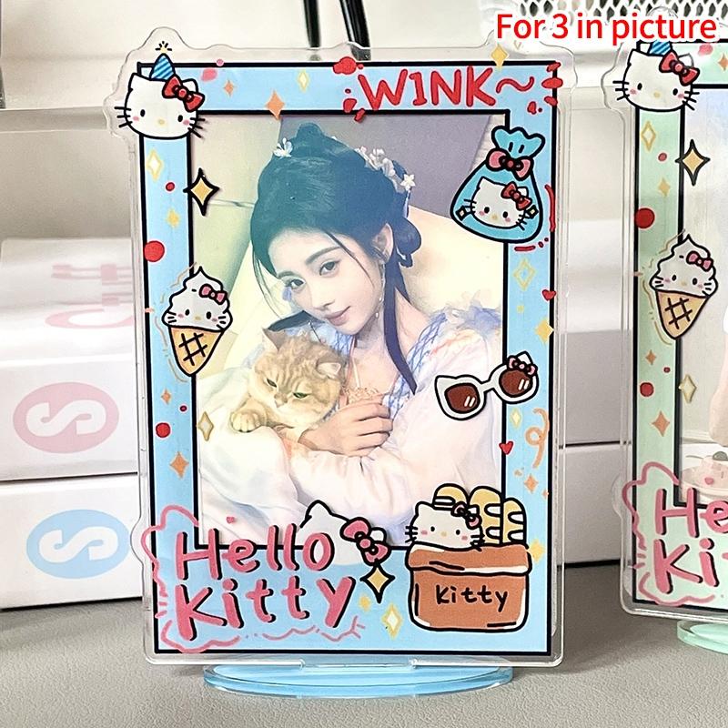 3inch Photocard Holder Hello Kitty Photo Binder Acrylic Photo Display Stand Desktop Ornament Home Decoration Photo Protector