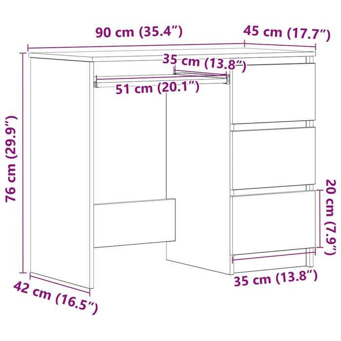 VidaXL Black Desk 90x45x76 Cm Chipboard