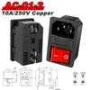 AC Power Socket Rocker Switch Inlet Power Plug C13 C14 Socket 3Pin AC Electrical Connector with 250V 10A Fuse and Red Lamp