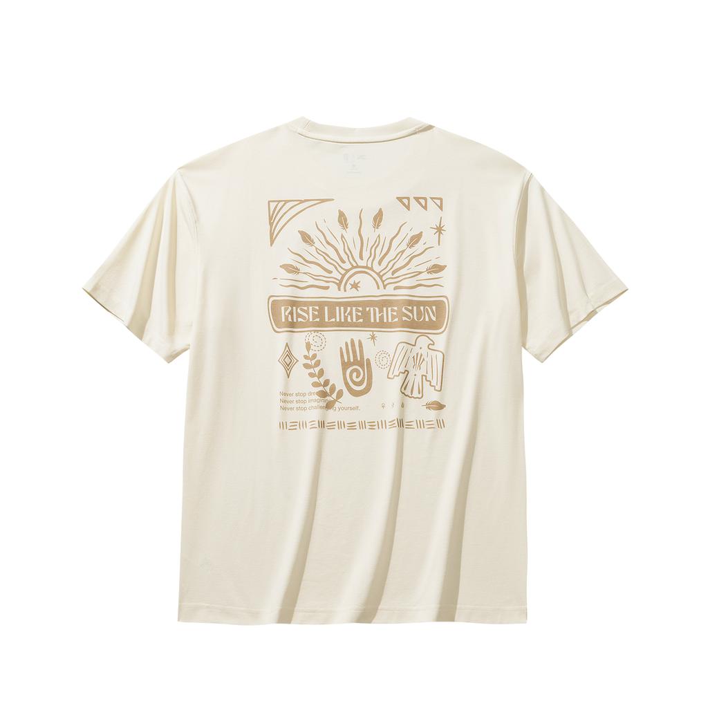 Anta Kyrie Series Spirit T Tribal Style Minimalist Fashion Ice Feel Antibacterial Sports Trendy Short Sleeve Unisex tops Vanilla-White 172621129-1