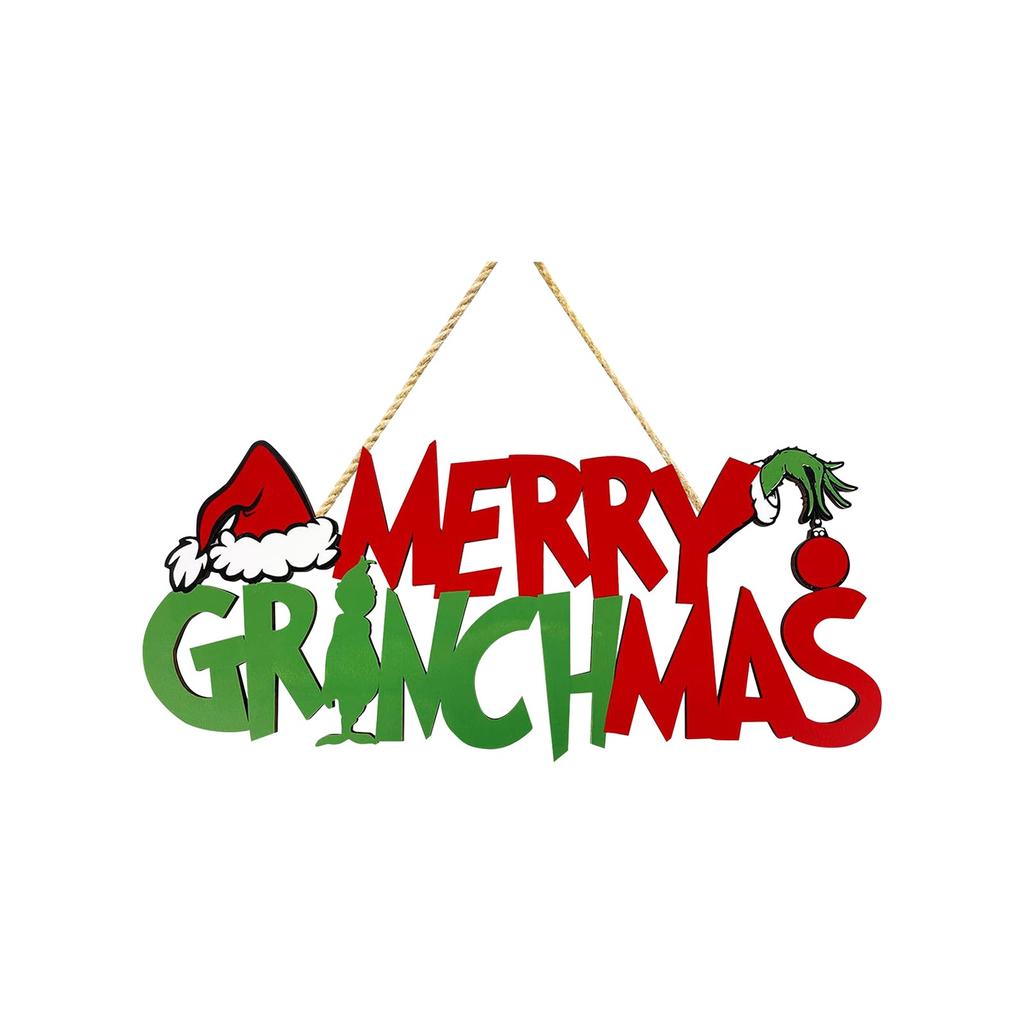 2D Greentown Doorplate, Christmas Wooden Hanging Party Decorations