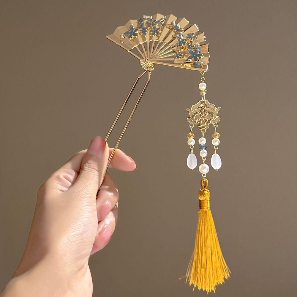 Pearl U Shape Hair Frok Retro Step Shaking Hair Stick Pearl Fringe Hairpin  Hanfu Hair Accessories