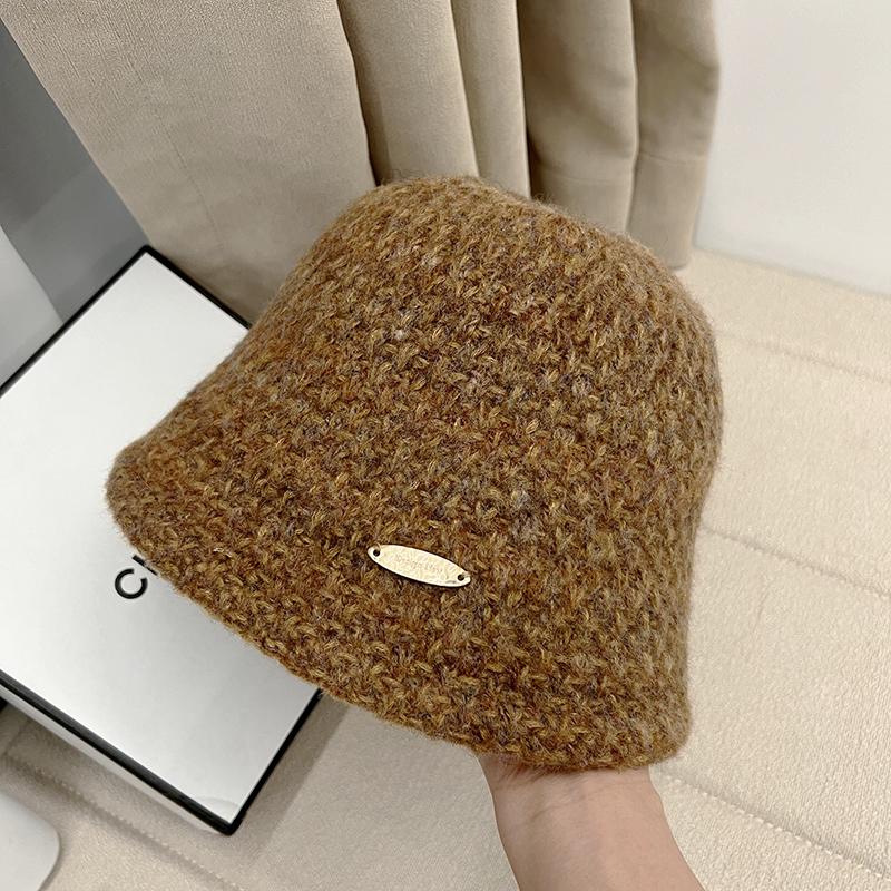 

Плюшевая утолщенная панама женская осенне-зимняя теплая вязаная панама простая закрывающая лицо шапка для бассейна показывает маленькое лицо adult average size