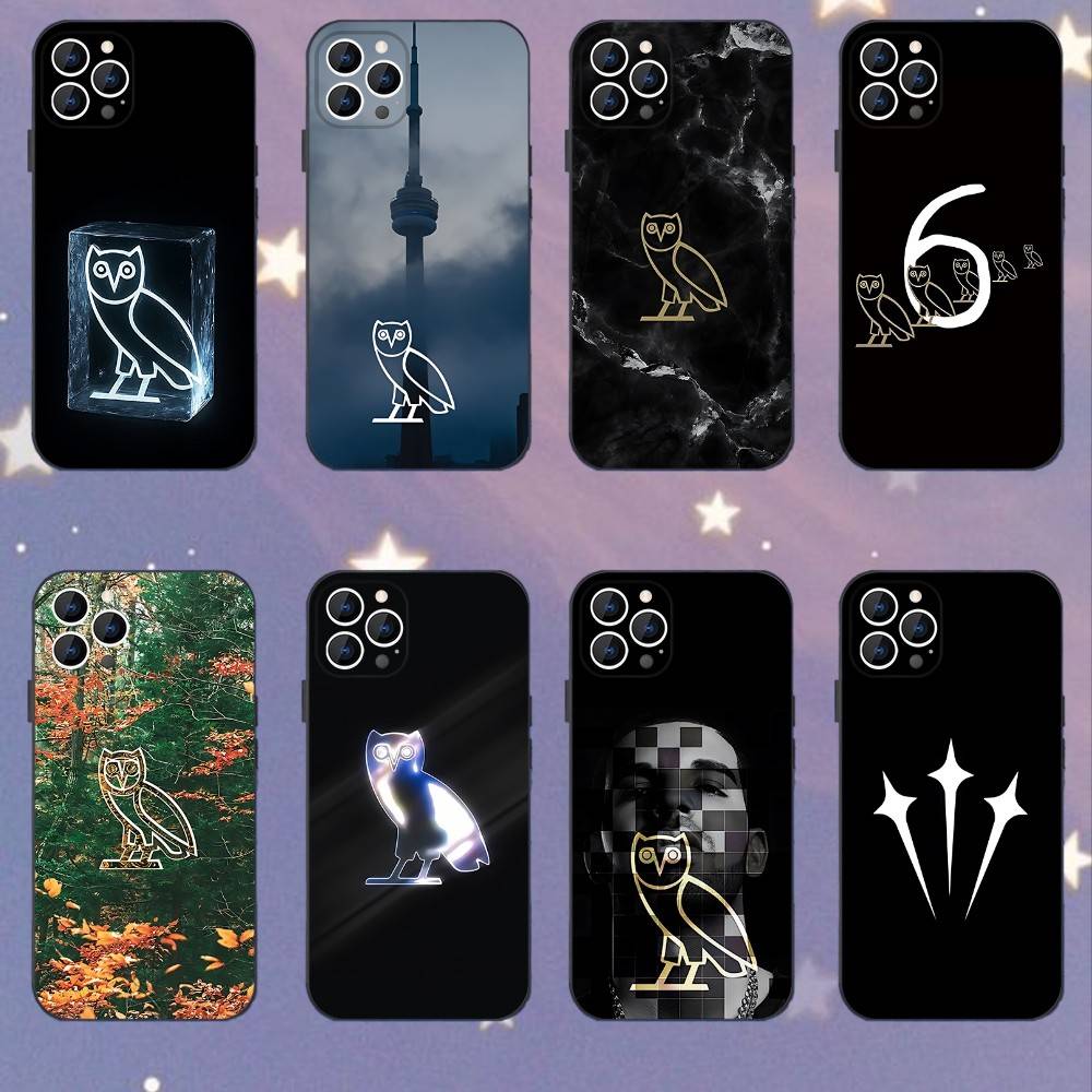 Custodia per Telefono D-Drake O-OvO OWL LOGO Per iPhone 17,16,15,14,13,12,11,Pro,XS,Max,XR,Plus,E,SE4,Mini Cover Morbida Nera