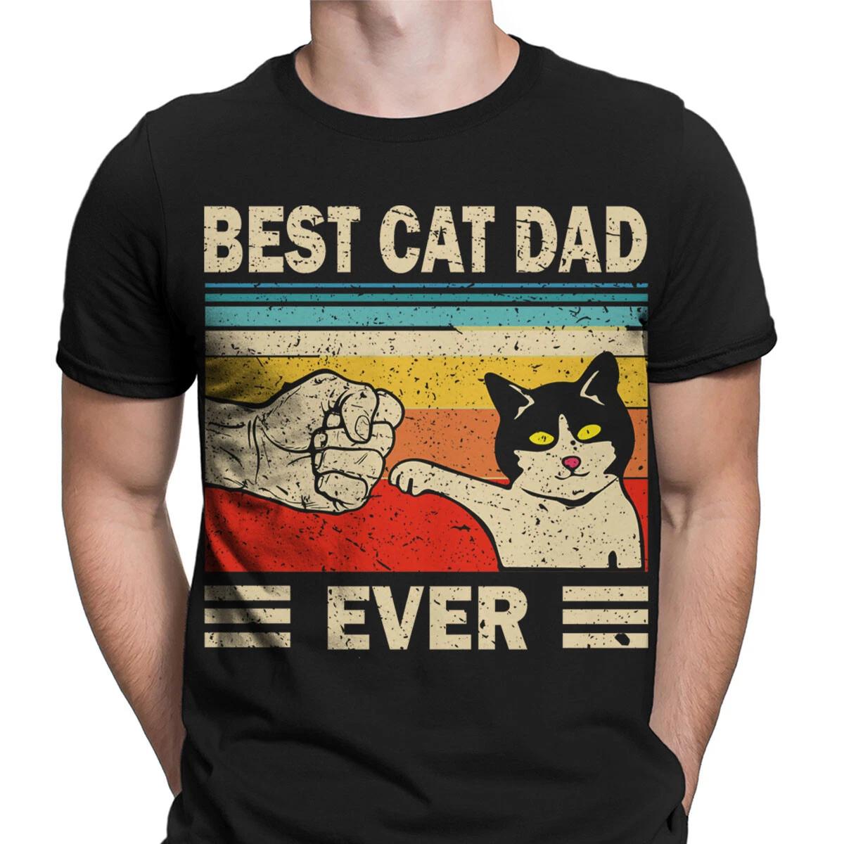 

Best Cat Dad Ever T-Shirt For Men Retro Vintage Sunset Design Perfect Gift #T490 4XL