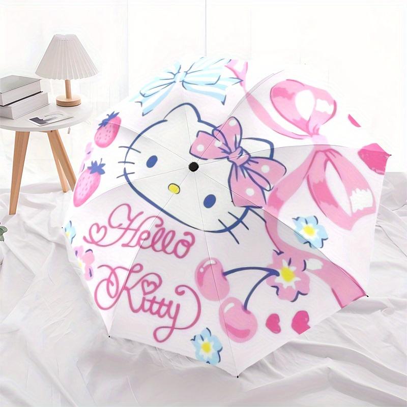 1pc Hello Kitty Floral Bows Umbrella with Plastic Handle,Suitable for All Seasons Home Travel Outdoor UmbrellaSanlio543