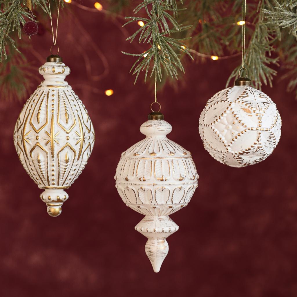 Weißgoldene Weihnachtskugel Ornament Retro Matt Schneeflocke Weihnachtsbaum Hängeanhänger Weihnachten 2026 Neujahrs Party Dekorationen