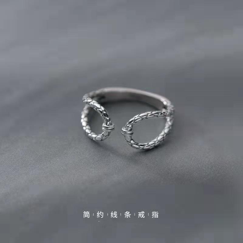 Adjustable Sterling Snake Texture Ring Women Men Vintage Geometric Statement Jewelry
