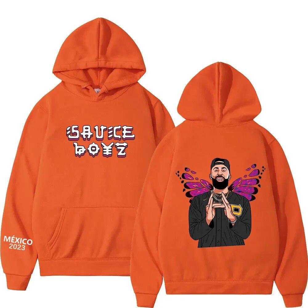 Rapper Eladio Carrion Hoodie Sauce Boyz Monarca Print Hoodies Unisex's Long Sleeve Oversized Sweatshirts Harajuku Streetwear Unisex