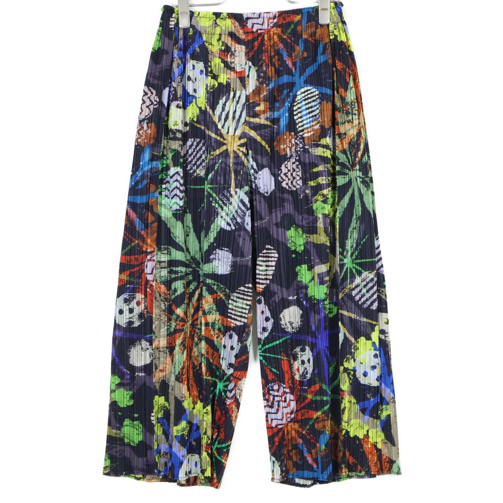 PLEATS PLEASE PP61-JF631 16Stainless Steel Multicolor Botanical Painting All-Over Print Pants Bottoms 3 multicolorUsed