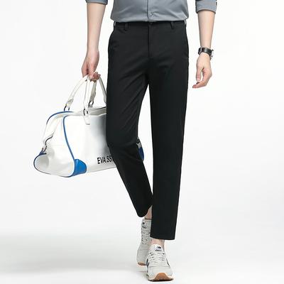 Cotton Suit Pants Men's Thin Straight Fit Cropped Pants Business Casual Versatile Pants