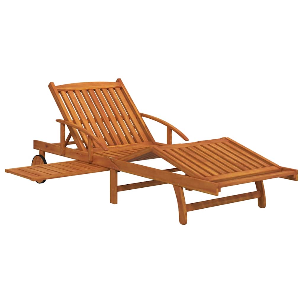 2 Piece Sun Lounger Set with Table Solid Acacia Wood