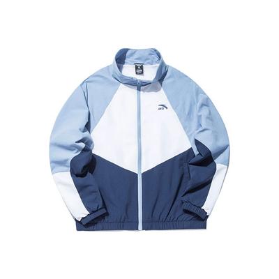 Loose Fit Color Block Woven Stand Collar Jacket Women Jacket Blue 162138602-1