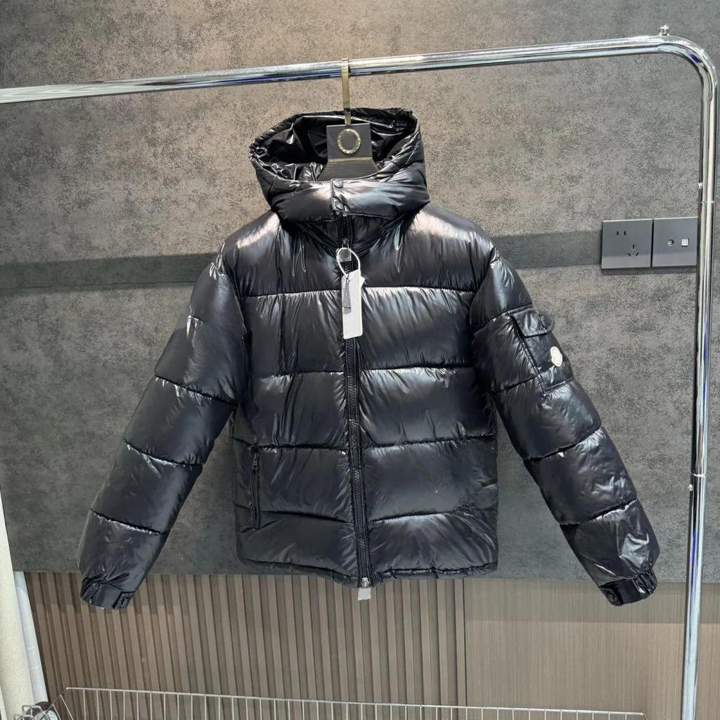 In-Stock Winter Unisex Bright Surface Thickened Warm Down Hooded Jacket
