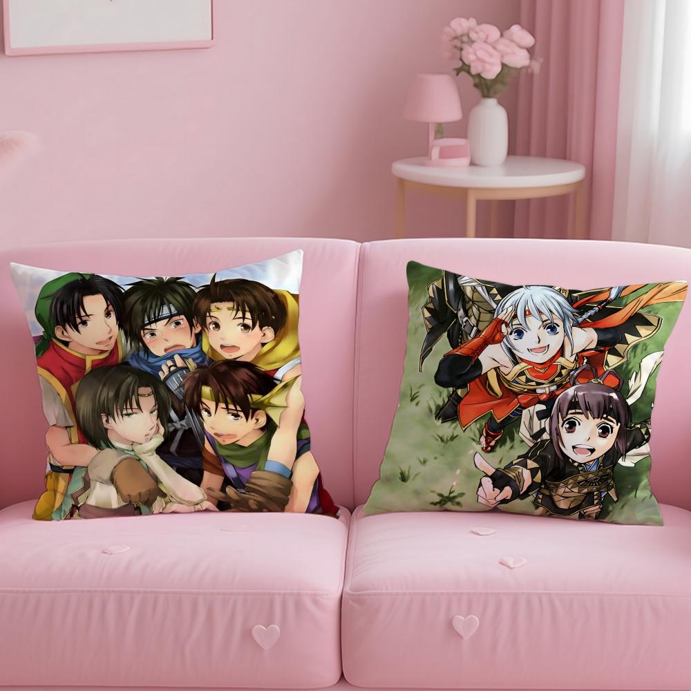 classic game Genso Suikoden Cushion Cover Soft EasyWash Pillow Case Versatile for Couch Bed Travel and Office
