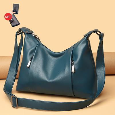 Damen-Schultertasche aus weichem Leder, Messenger-Tasche, inklusive Geldbörse und Kartenpaket