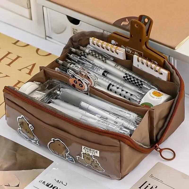 Прозрачный пенал большой вместимости Многофункциональный детский пенал Студенческий пенал для хранения канцелярских принадлежностей