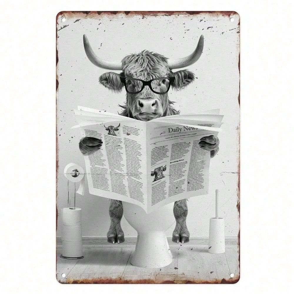 

Vintage Cow Newspaper Metal Poster Wall Art Retro Decor For Kitchen Bar