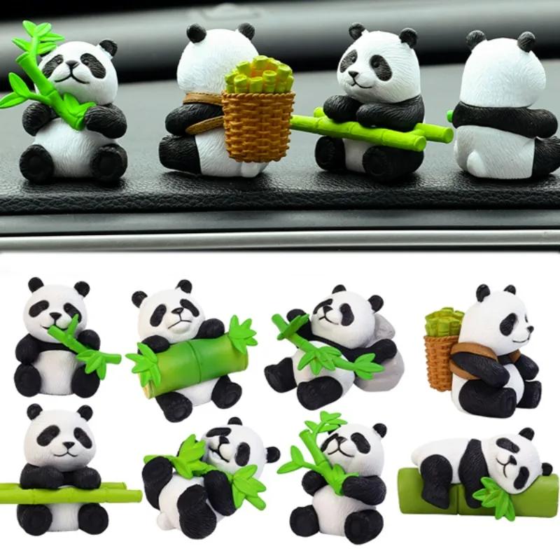 Cute Panda Design Car Console Ornaments Microlandscape Office Desk Small Landscape Office Home Decoration Crafts Model