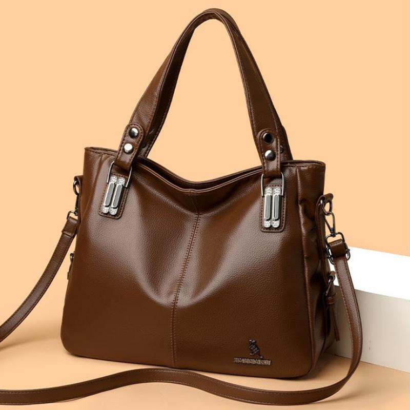 Elegant Vintage PU Leather Handbag for Women Large Capacity Shoulder Bag Top Handles & Detachable Shoulder Strap Simple Daily Bag Ladies Holiday Gifts